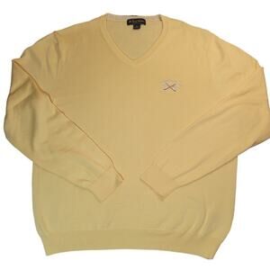 Brooks Brothers Supima Cotton V-Neck Sweater XL Yellow – Indian River Club Logo